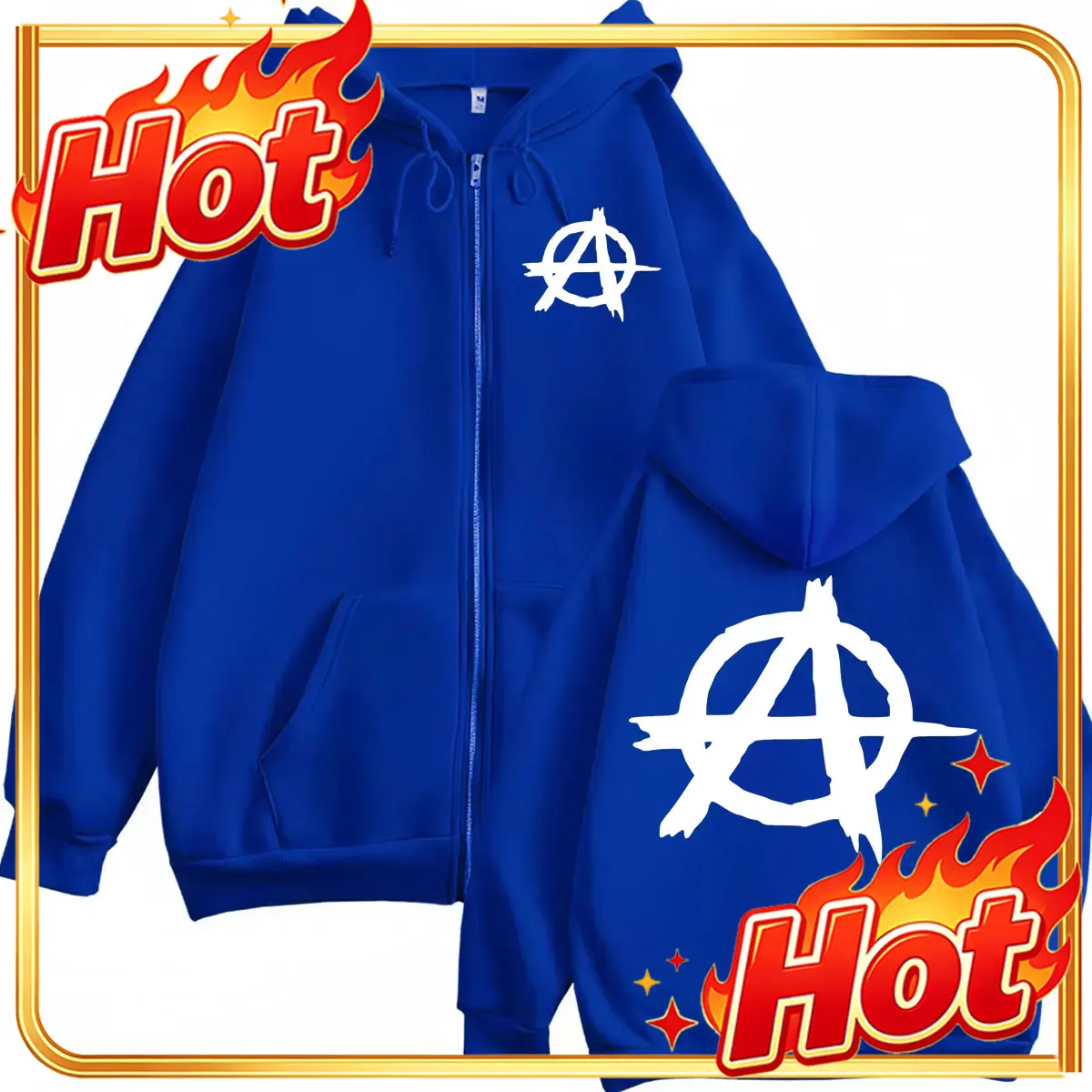 Mens Fashion Zip Up Hoodies - Bluzy z kapturem i zamkiem błyskawicznym
