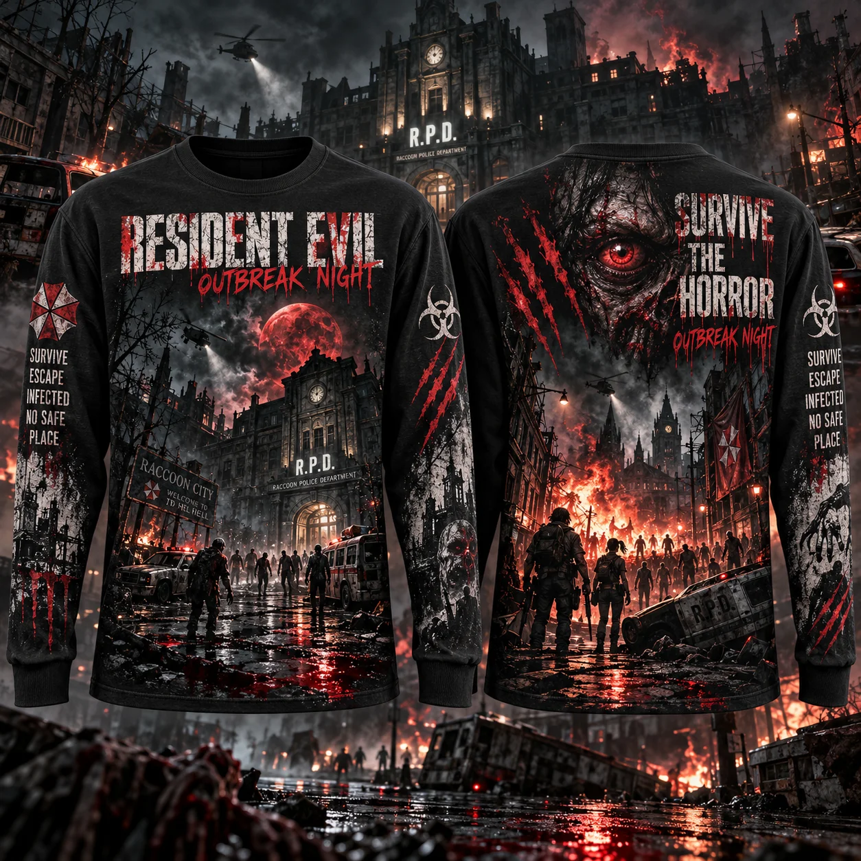 Mens Fashion Summer - Koszulka z długim rękawem Resident Evil,