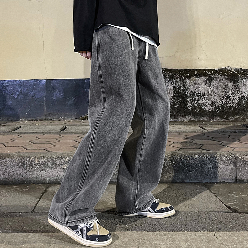 Men'S Fashion Grey Jeans - Koreańska moda męska workowate dżinsy w