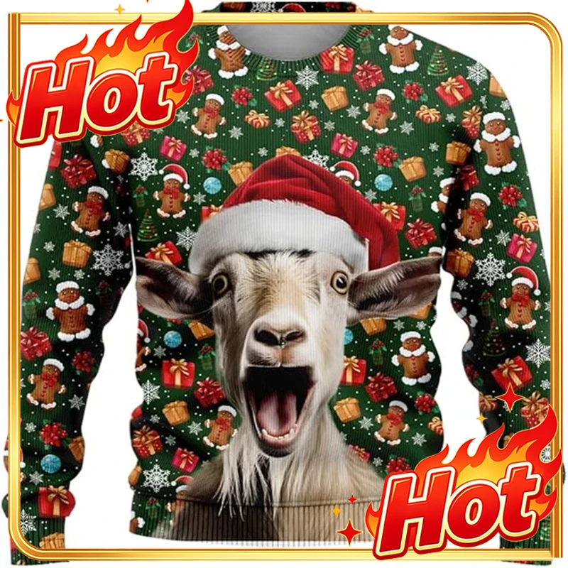 Mens Fashion Clothes - Śmieszny sweter z motywem kozłucha, brzydki