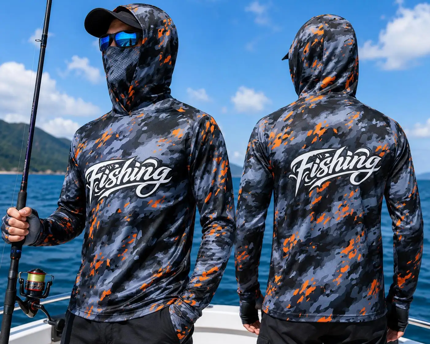 Mens Fashion Summer - Męska koszulka z kapturem do wędkowania,