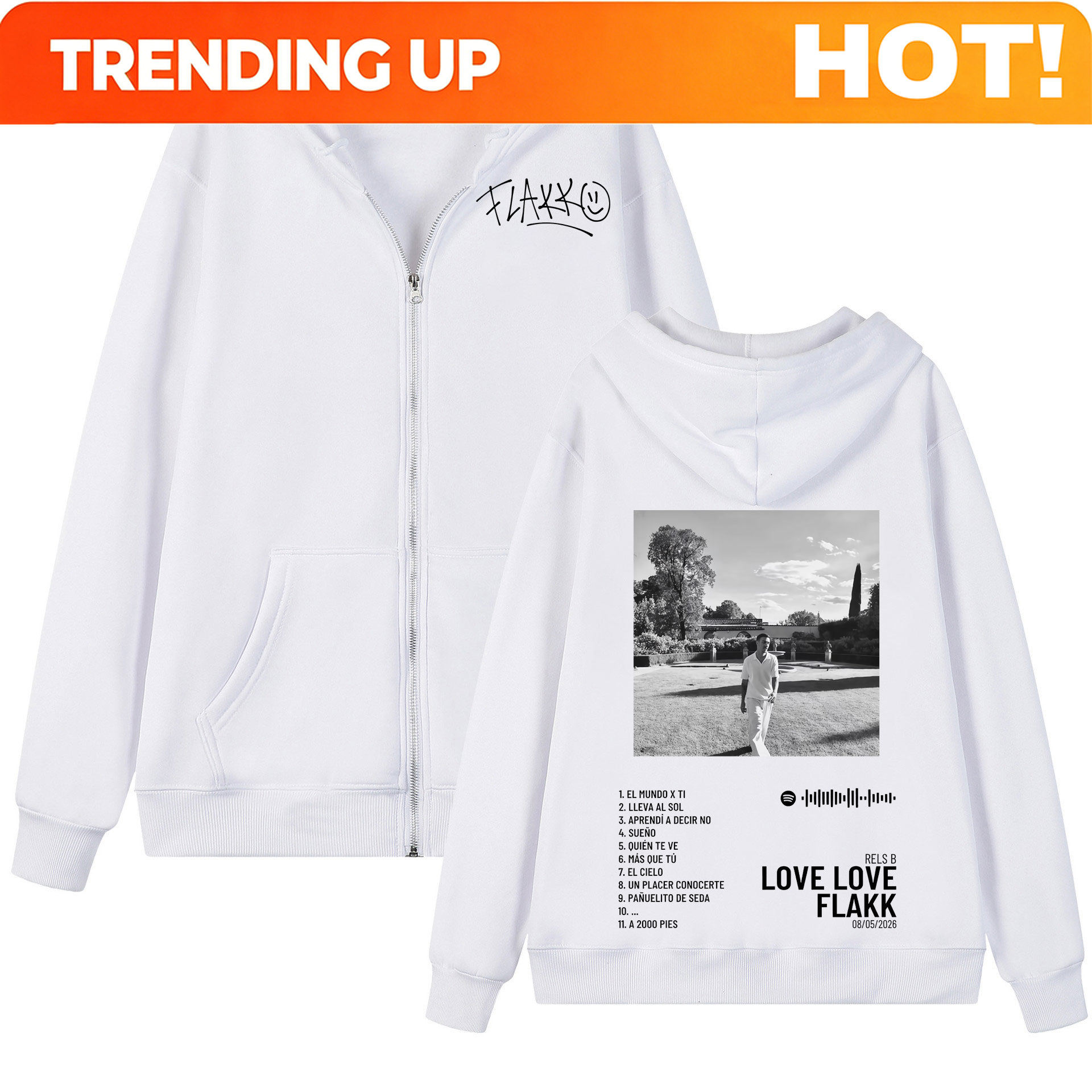 Mens Fashion Zip Up Hoodies - Bluza z kapturem na zamek Rapper