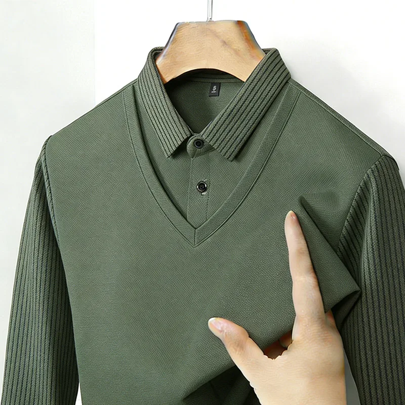 Mens Fashion Clothes - Męska koszula z imitacją dwóch części,