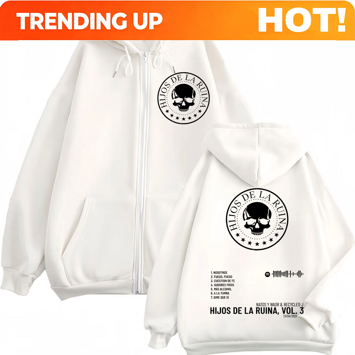Mens Fashion Zip Up Hoodies - Bluza z kapturem Rap Duo Natos