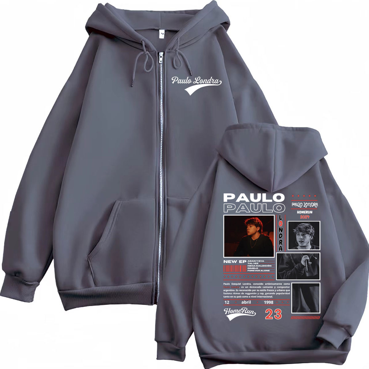 Raper Paulo Londra Homerun Alb – Mens Fashion Zip Up Hoodies recenzja i cena