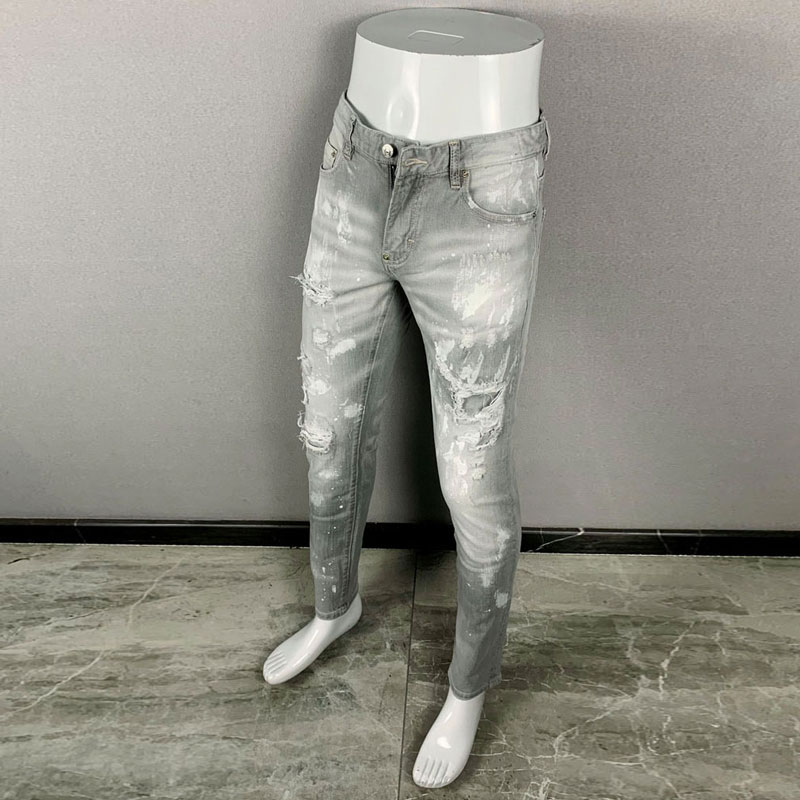 Modne, nowe dżinsy męskie, z p – Men'S Fashion Grey Jeans recenzja i cena